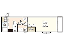 第2田中ビル 2階1Kの間取り