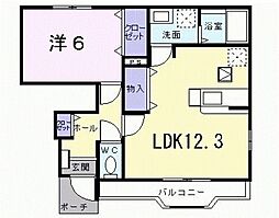 ベルフラワ− 1階1LDKの間取り