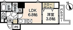 KatayamaBLDG25 6階1LDKの間取り