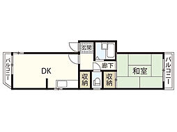 コーポ石堂 2階1LDKの間取り