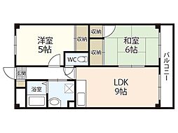 ファミール昭栄 2階2LDKの間取り