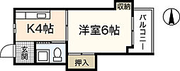 玉井ビル 1Kの間取図画像