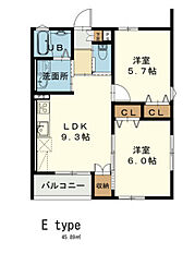 中野APARTMENTS 1階2LDKの間取り