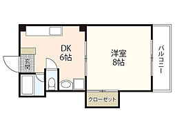 西尾ビル 3階1DKの間取り