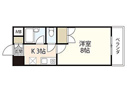 ＮＡＫＡＳＨＩＭＡ　ＢＬＤＧ 3階1Kの間取り