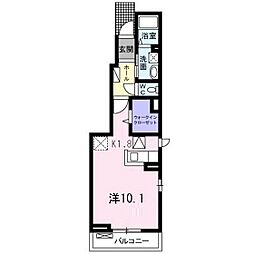 ホクラ・ウバイ　Ｂ 1階ワンルームの間取り