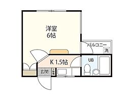 エステート昭和 4階1Kの間取り