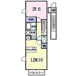 フィオーレ　プレッソ 2階1LDKの間取り