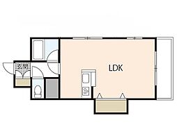 リバーフォレスト河原町（旧第2リヴィエール香川） 5階1Kの間取り