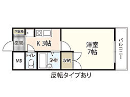 ウェルフェア 1階1Kの間取り