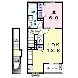 ファイン　ヴィラ　Ｂ 2階1LDKの間取り