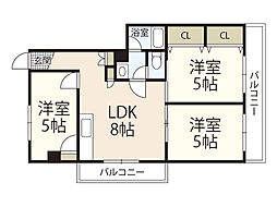 舟入安本ビル 5階3LDKの間取り
