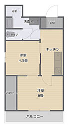 森川ビル 3階2Kの間取り