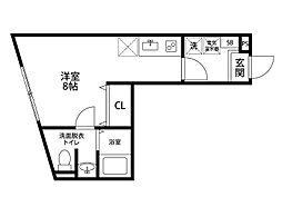 CREA 1階ワンルームの間取り