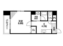 コンコース東堀 1Kの間取図画像