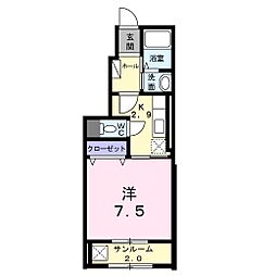 サニーイースト 1Kの間取図画像