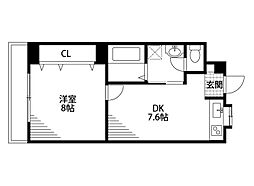 ロイヤル上大川前 1DKの間取図画像