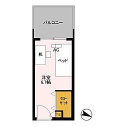 ロイヤルパークスER万代 ワンルームの間取図画像