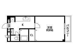 クレアール桜木 1Kの間取図画像