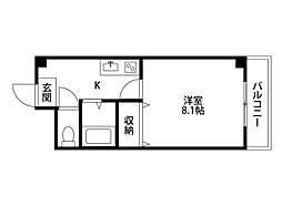 コートシャンベル 1Kの間取図画像