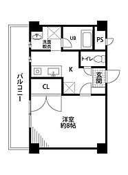セントラルコート上大川前 1Kの間取図画像