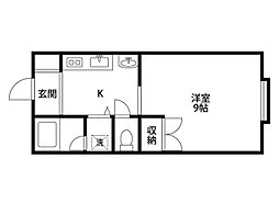 コスモハウス 1Kの間取図画像