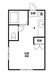 ブランドール1 ワンルームの間取図画像