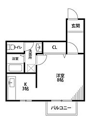 コーポすみれ 1Kの間取図画像