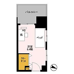 ロイヤルパークスER万代 ワンルームの間取図画像