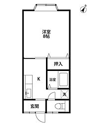 プレミール 1Kの間取図画像