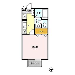 サフランB 1Kの間取図画像