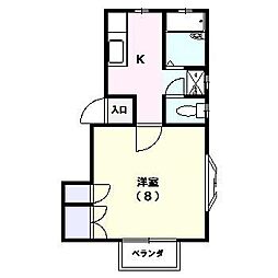 ハウスモンブラン 1Kの間取図画像