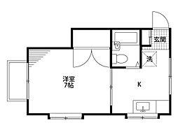 グリーンヒル堀割 1Kの間取図画像
