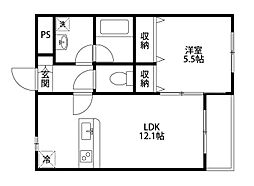 グランフィル紫竹山 1LDKの間取図画像