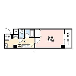 パンウエストリート 1Kの間取図画像