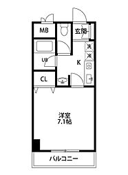 グランディール壱番館 1Kの間取図画像