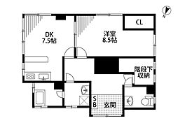 パティオ長嶺 1DKの間取図画像