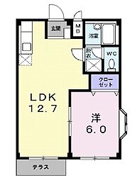 エルディム砂押A 1LDKの間取図画像