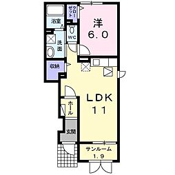 ムーランゼ1 1LDKの間取図画像