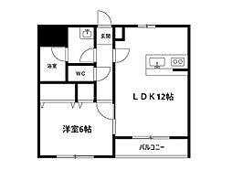 リベルテ紫竹山 1LDKの間取図画像