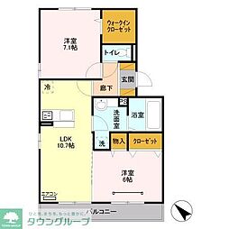 メゾンペール 1階2LDKの間取り