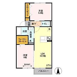 ヴァンヴェール 2階2LDKの間取り