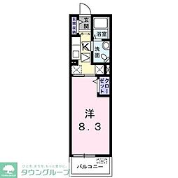 グレイスカレントII 1階1Kの間取り