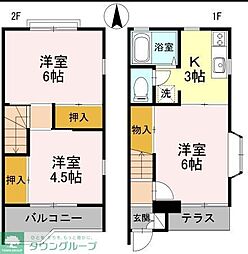 サーパス・21　A 2階3Kの間取り
