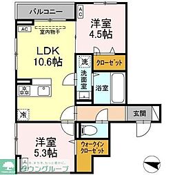 セレスティア西綾瀬 2階2LDKの間取り