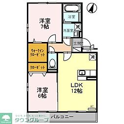 アンクレージュ　Ａ/Ｂ A 3階2LDKの間取り