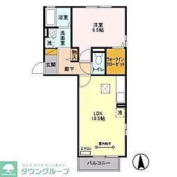 セジュールウィット氷川 1階1LDKの間取り