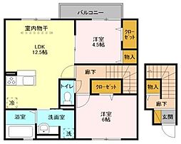 エステート5 2階2LDKの間取り