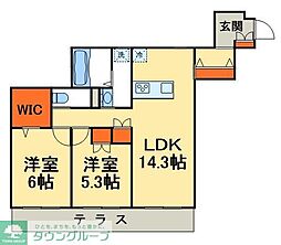 Kashiwa Place 1階2LDKの間取り