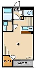 レオパレスRiver2 ワンルームの間取図画像